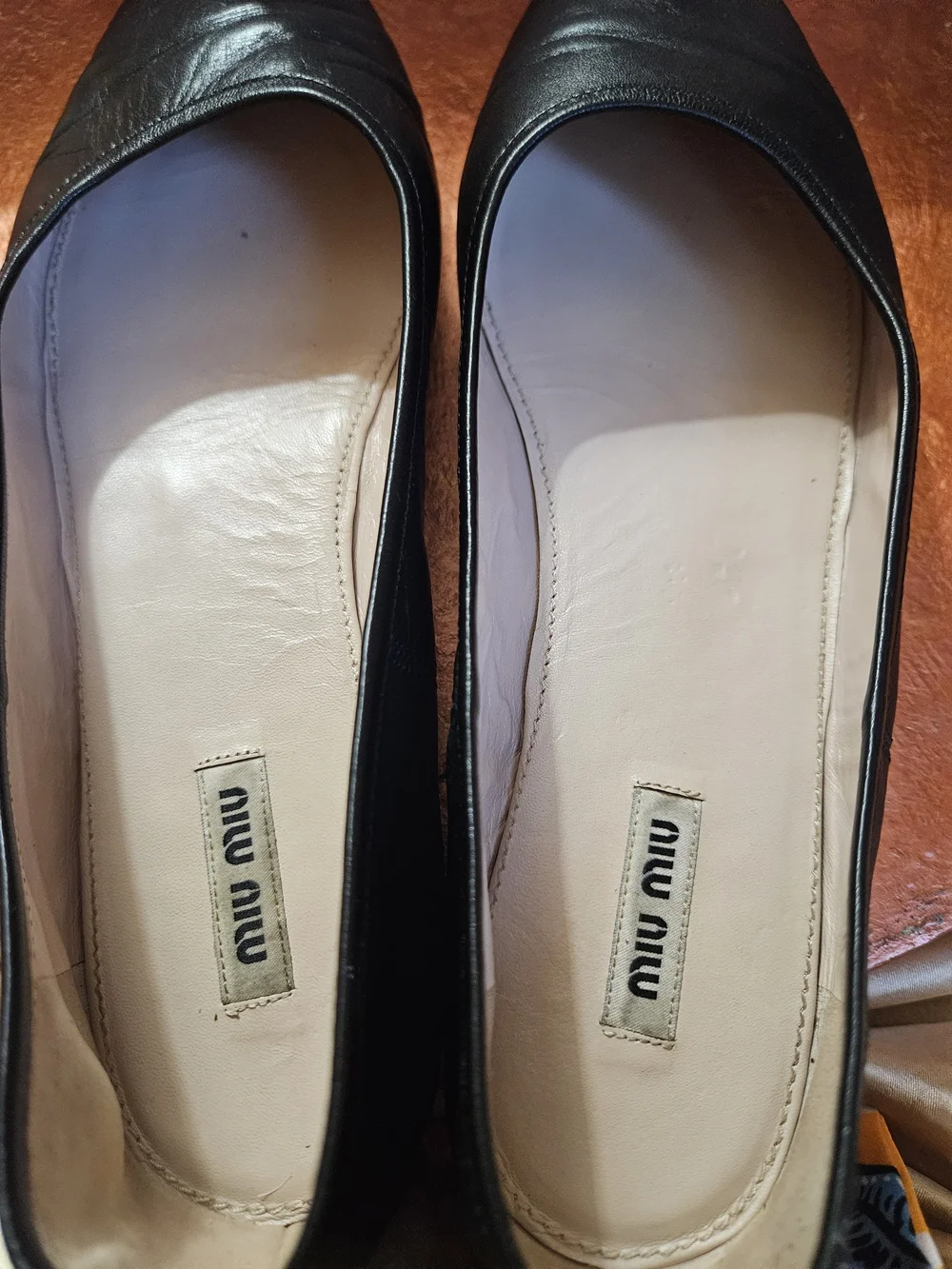 Miu Miu Black Pointed-Toe Leather Flats Size 10